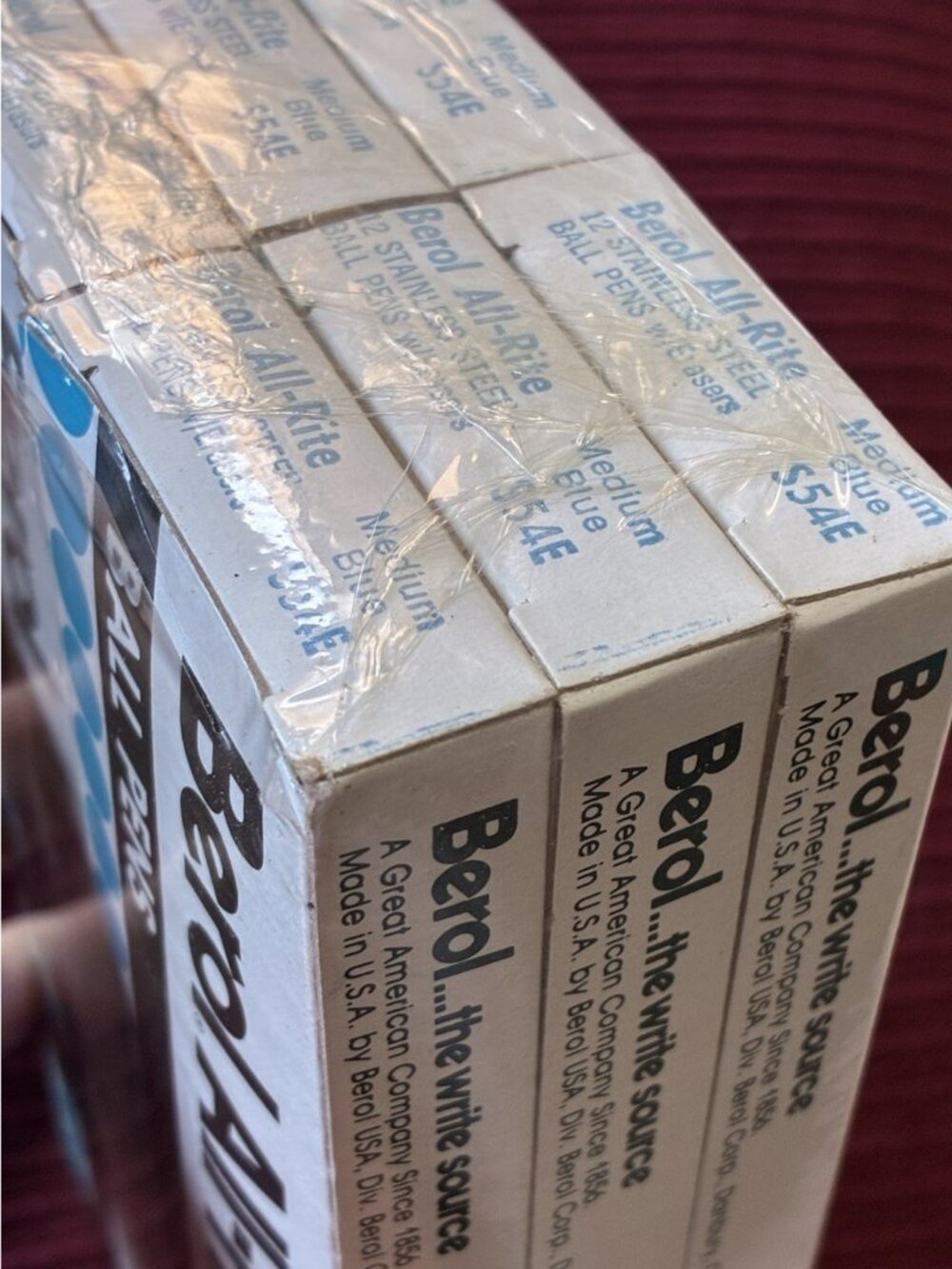 Vtg Berol All-Rite Ball Pens 554E Medium Blue Ink Sealed 6 Box Master Brick NOS